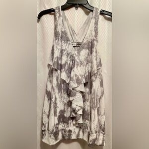 Studio Y Monochrome Tie-Dye Blouse with Ruffled Front Size XL